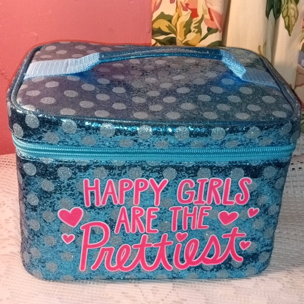 BLUE AND PINK GIRLS TRAVEL ACCESSORIES ZIP AROUND JEWELRY BOX